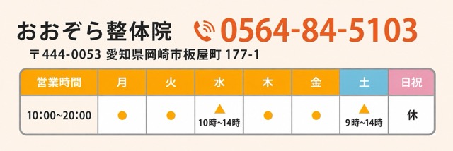 おおぞら整体院営業時間案内