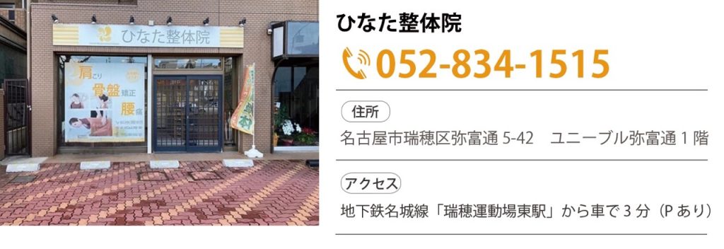 系列店舗のご案内:ひなた整体院瑞穂店