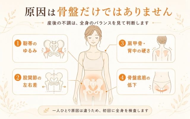 産後の不調につながる靱帯・股関節・肩甲骨・骨盤底筋の問題